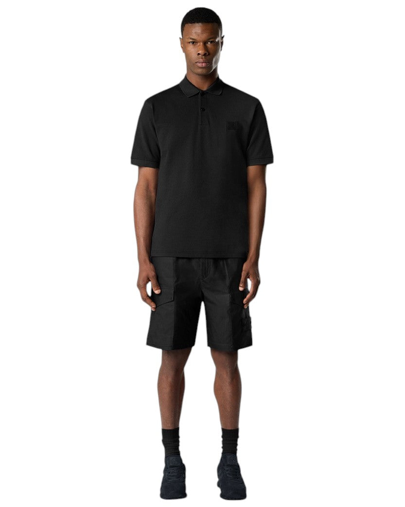 Stone Island 2200002 50/2 ORGANIC COTTON PIQUE GHOST Polo T-Shirt Black