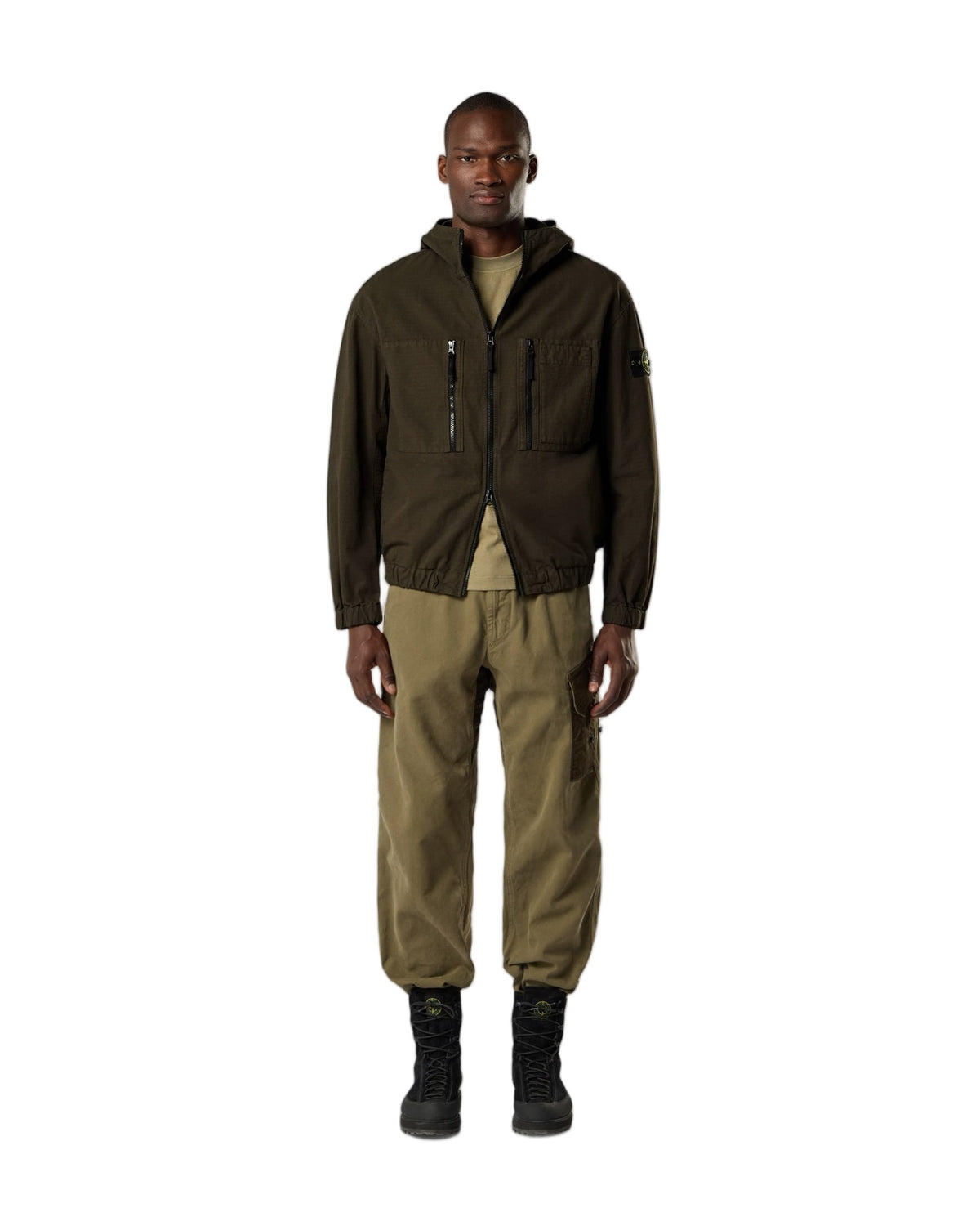 Stone Island 1200011 Hooded Zip Overshirt Coal Grey