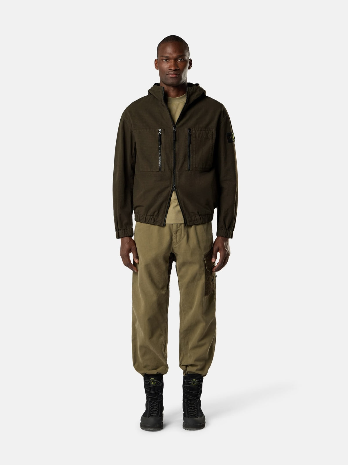 Stone Island 1200011 Hooded Zip Overshirt Coal Grey