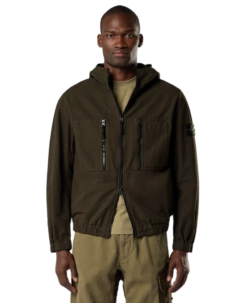 Stone Island 1200011 Hooded Zip Overshirt Coal Grey