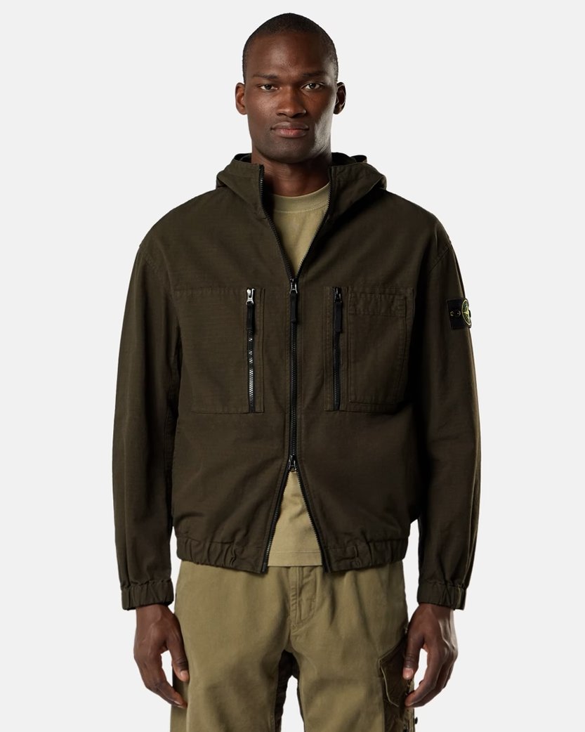 Stone Island 1200011 Hooded Zip Overshirt Coal Grey