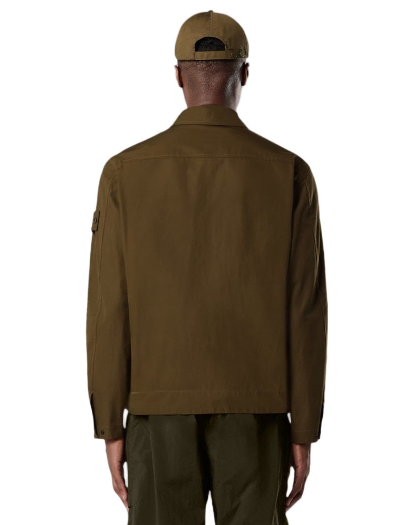 Stone Island 1200018 COTTON CANVAS S.I. GHOST Overshirt Green