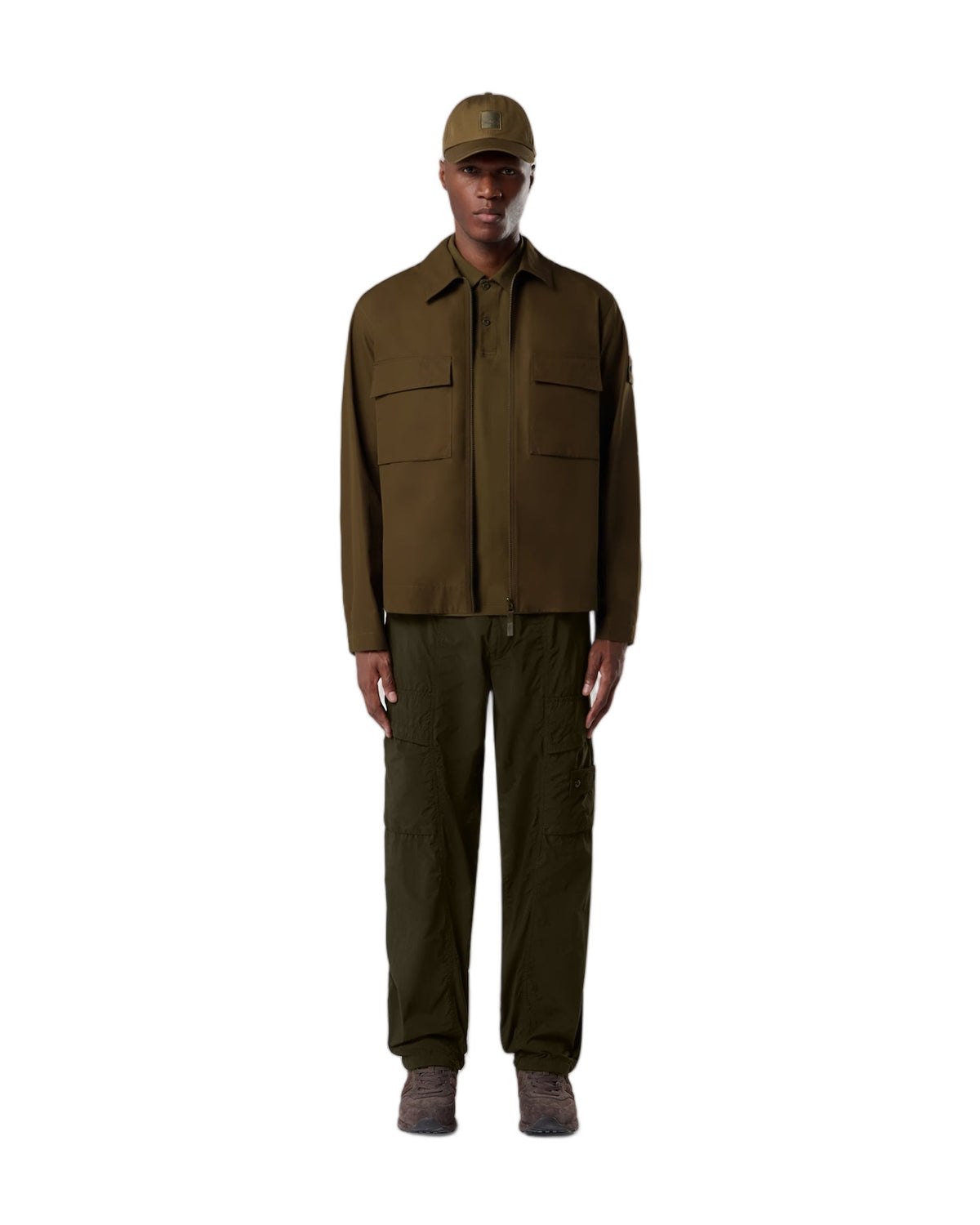 Stone Island 1200018 COTTON CANVAS S.I. GHOST Overshirt Green