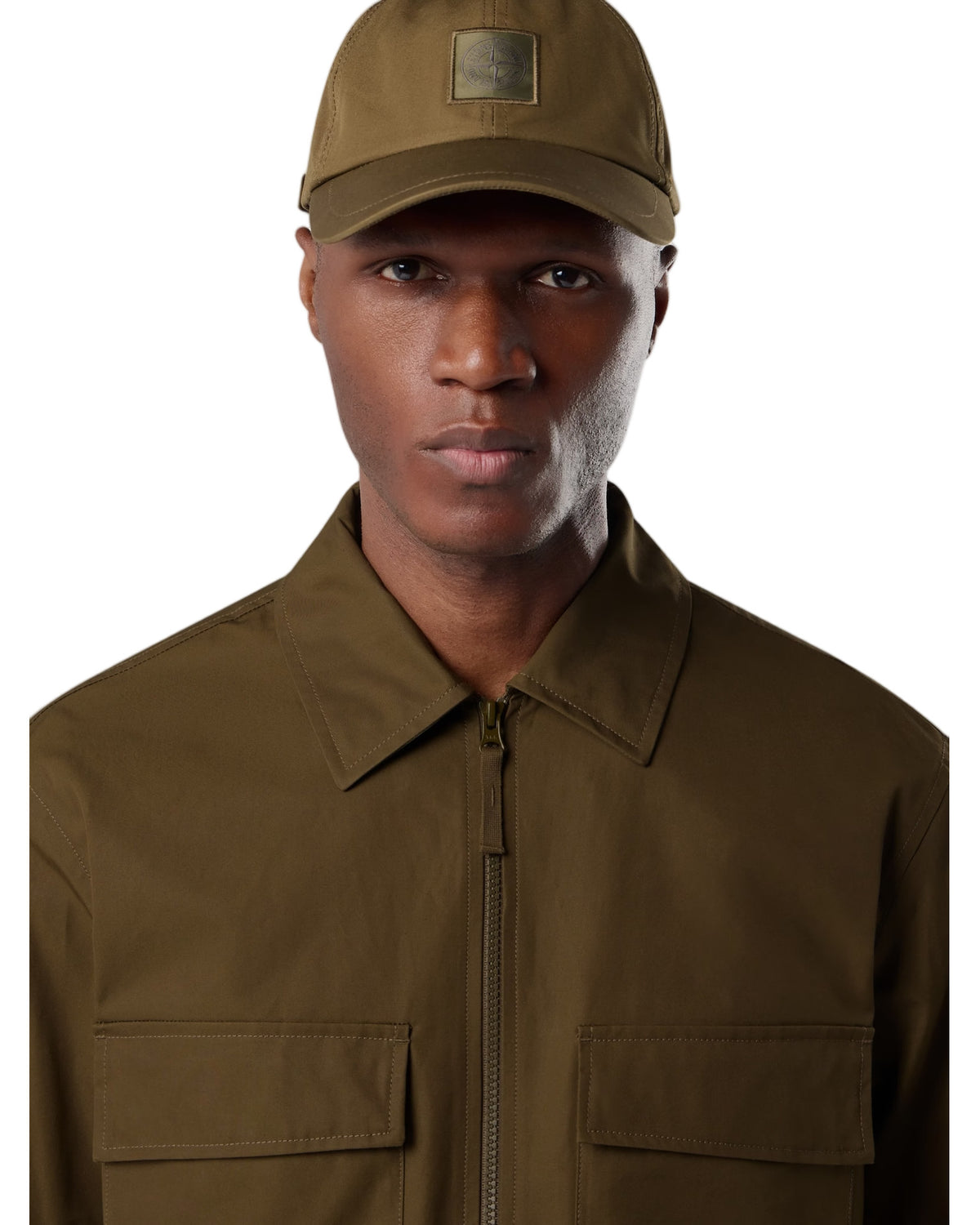 Stone Island 1200018 COTTON CANVAS S.I. GHOST Overshirt Green