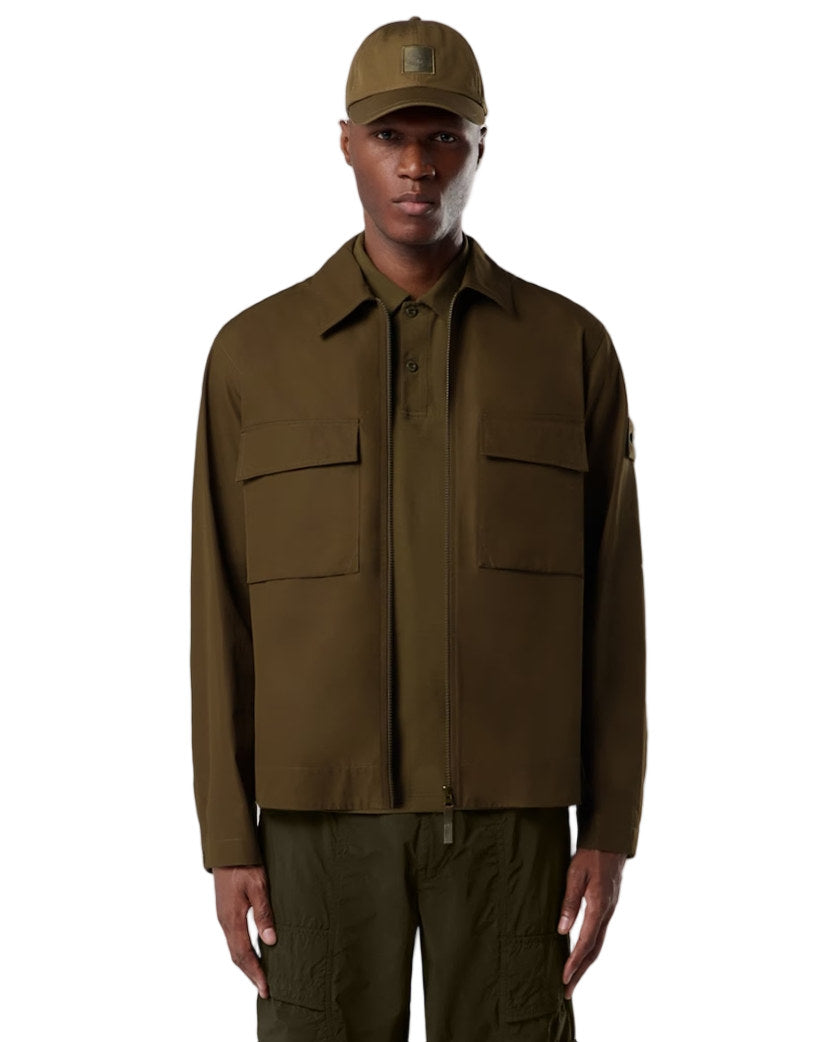 Stone Island 1200018 COTTON CANVAS S.I. GHOST Overshirt Green