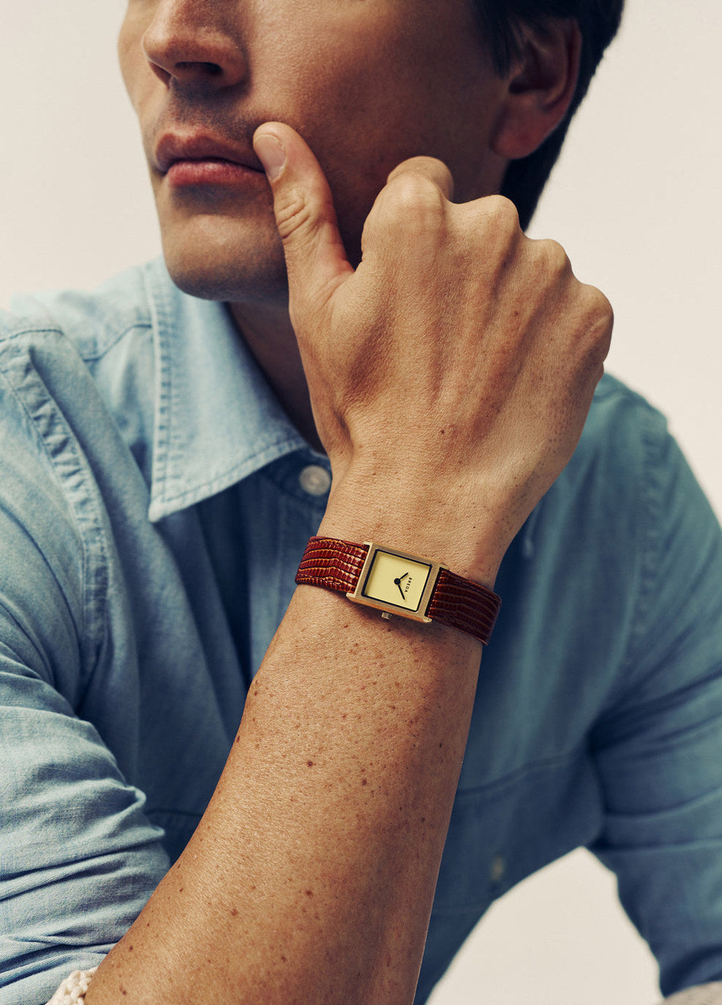 Breda Virgil Lizard Embossed Gold/Brown/Cream 1765B