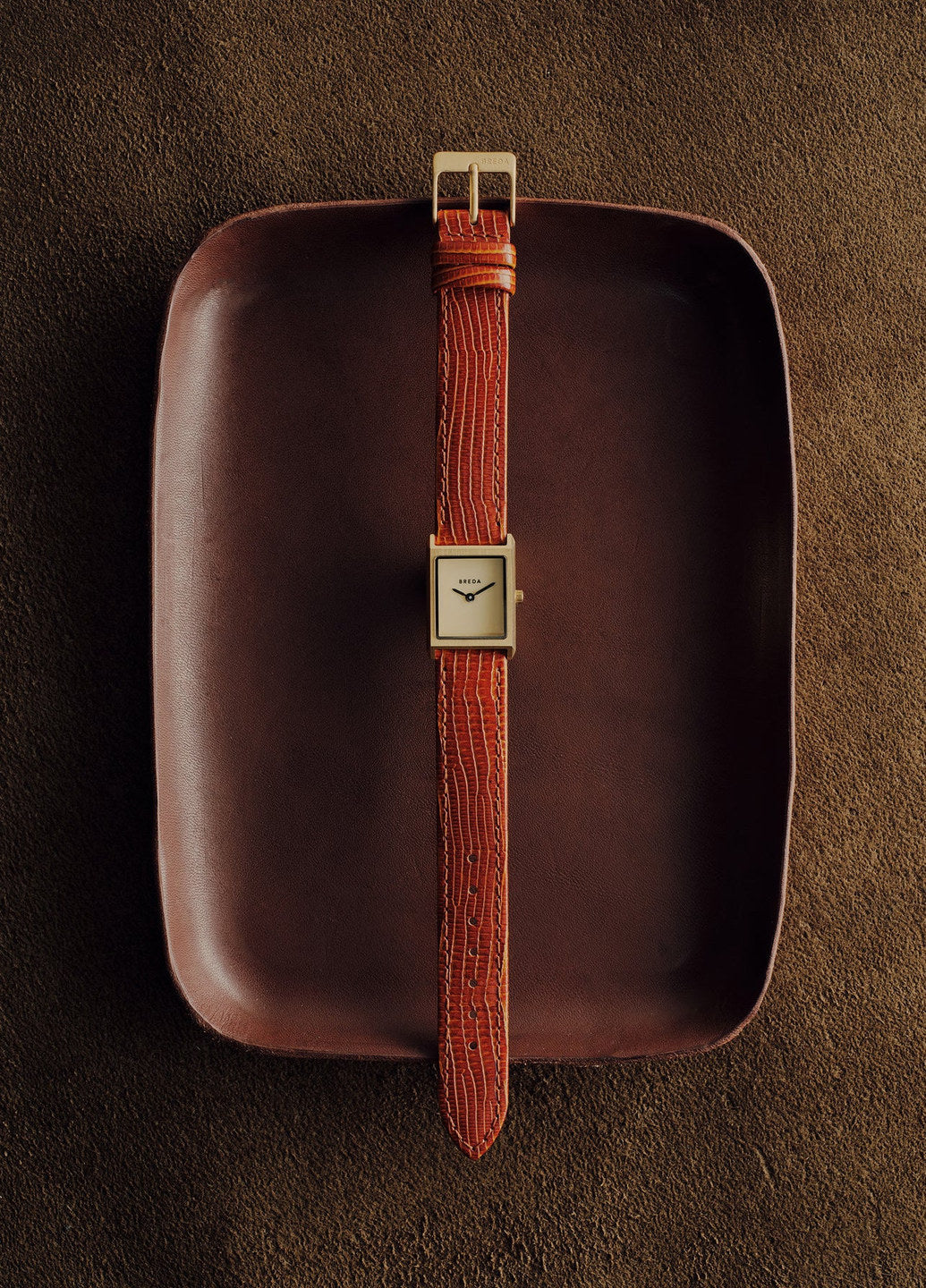 Breda Virgil Lizard Embossed Gold/Brown/Cream 1765B