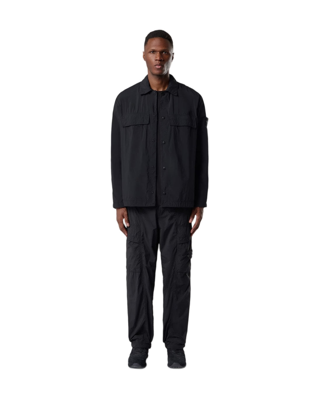 Stone Island 1200044 NYLON SMERIGLIATO_S.I. GHOST Overshirt Black