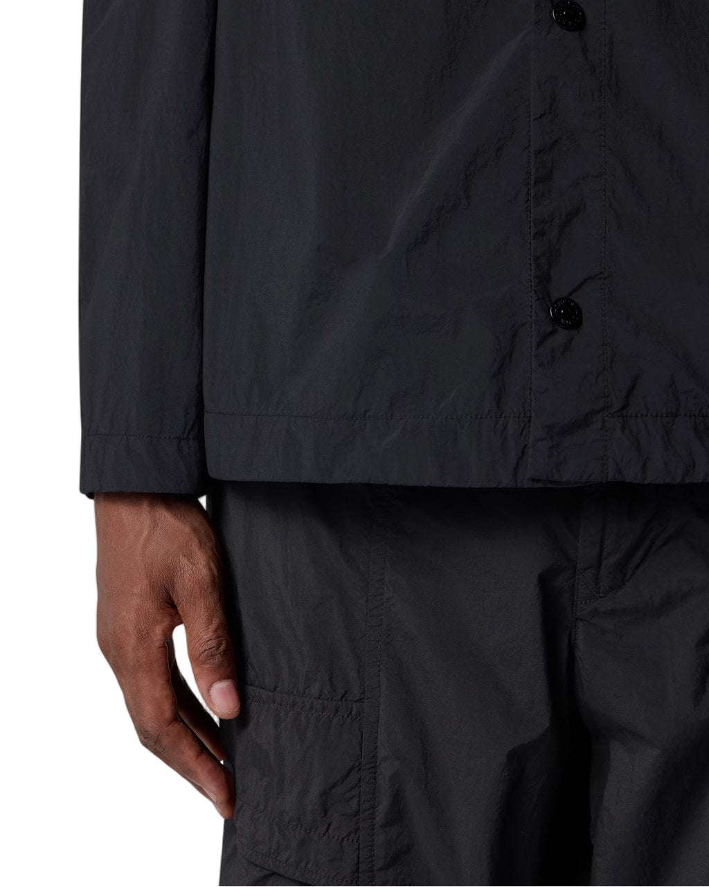 Stone Island 1200044 NYLON SMERIGLIATO_S.I. GHOST Overshirt Black
