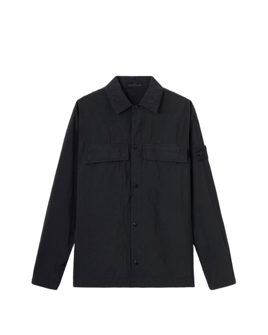 Stone Island 1200044 NYLON SMERIGLIATO_S.I. GHOST Overshirt Black