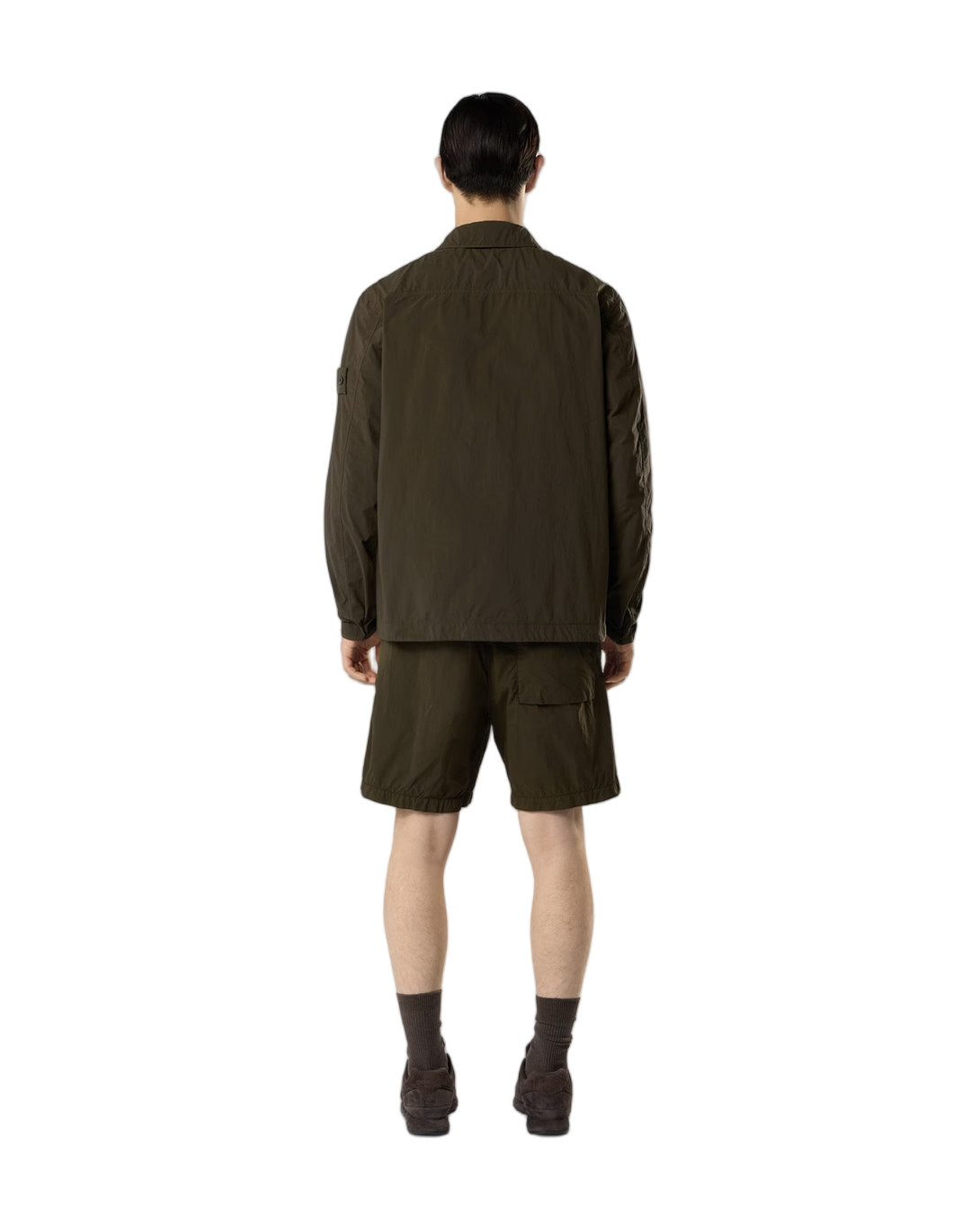 Stone Island 1200044 NYLON SMERIGLIATO_S.I. GHOST Overshirt Green