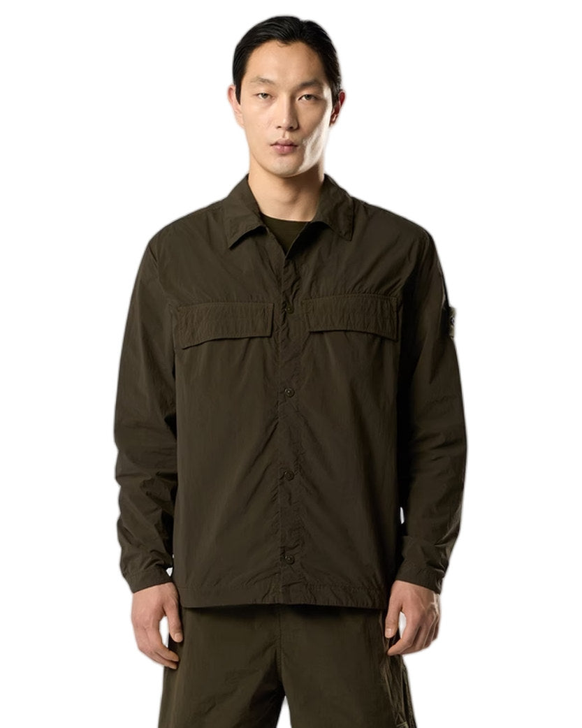 Stone Island 1200044 NYLON SMERIGLIATO_S.I. GHOST Overshirt Green