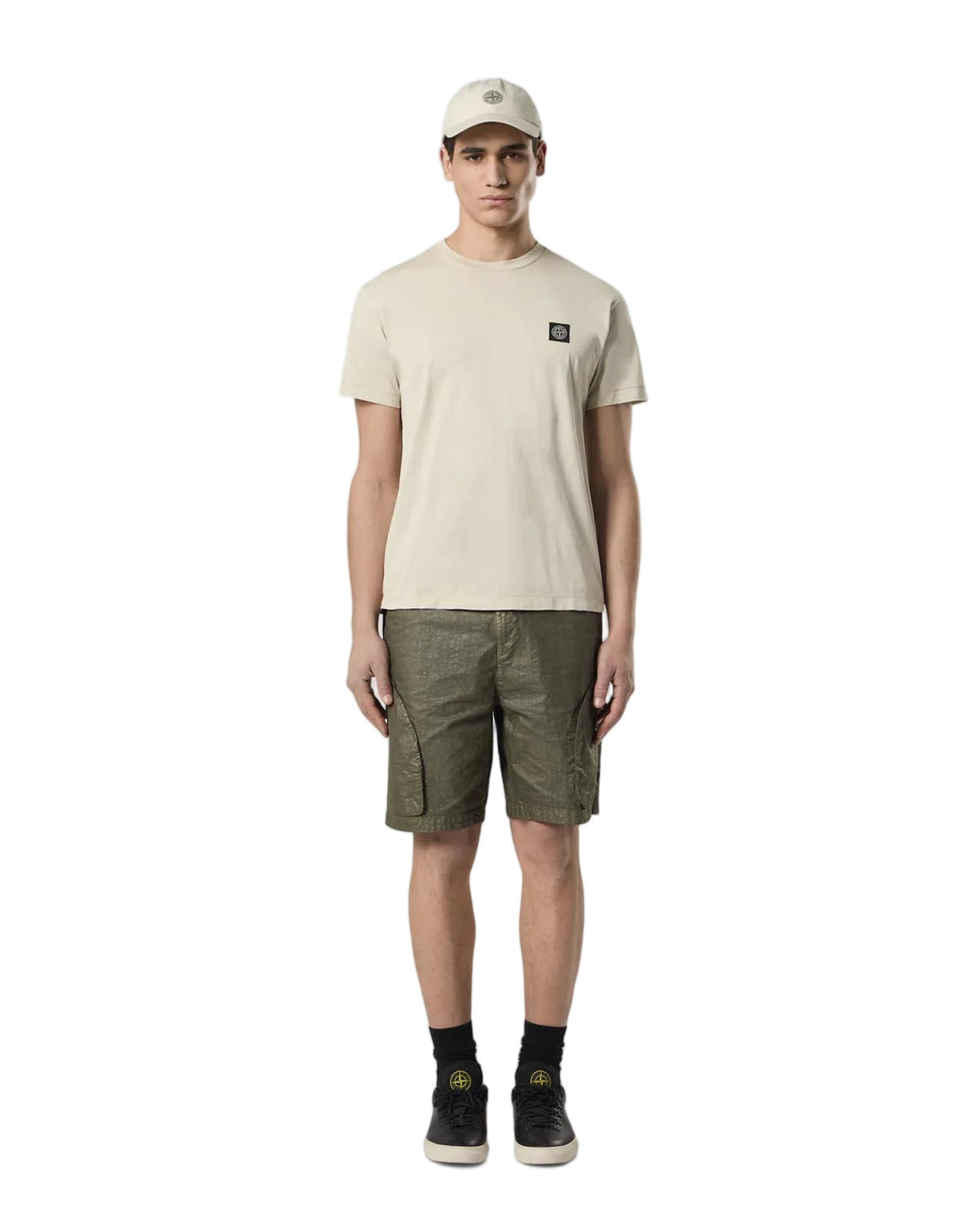 Stone Island 2100027 60/2 COTTON JERSEY T-shirt Compass Patch Crema