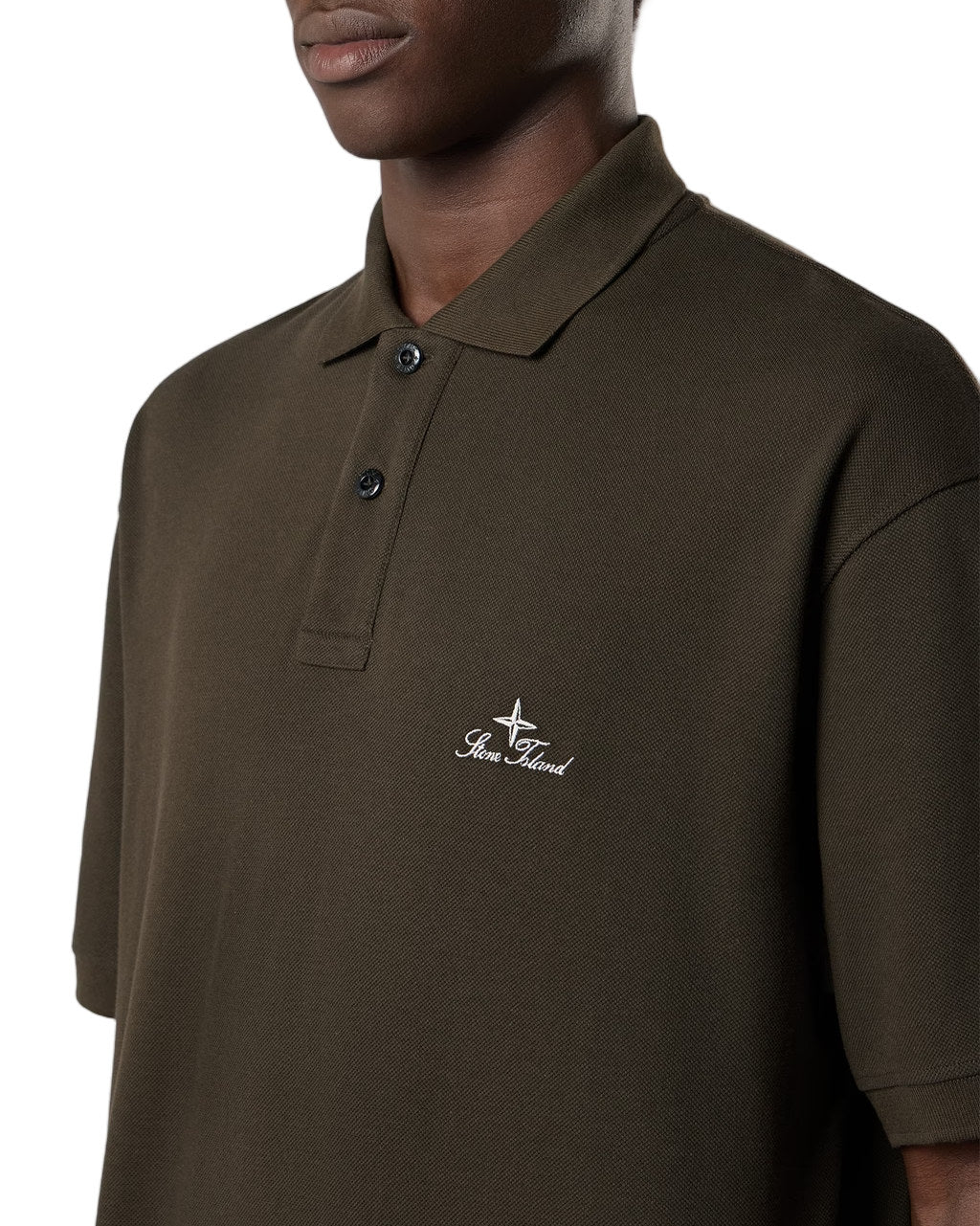 Stone Island 2200002 50/2 ORGANIC COTTON PIQUE Polo Military Green