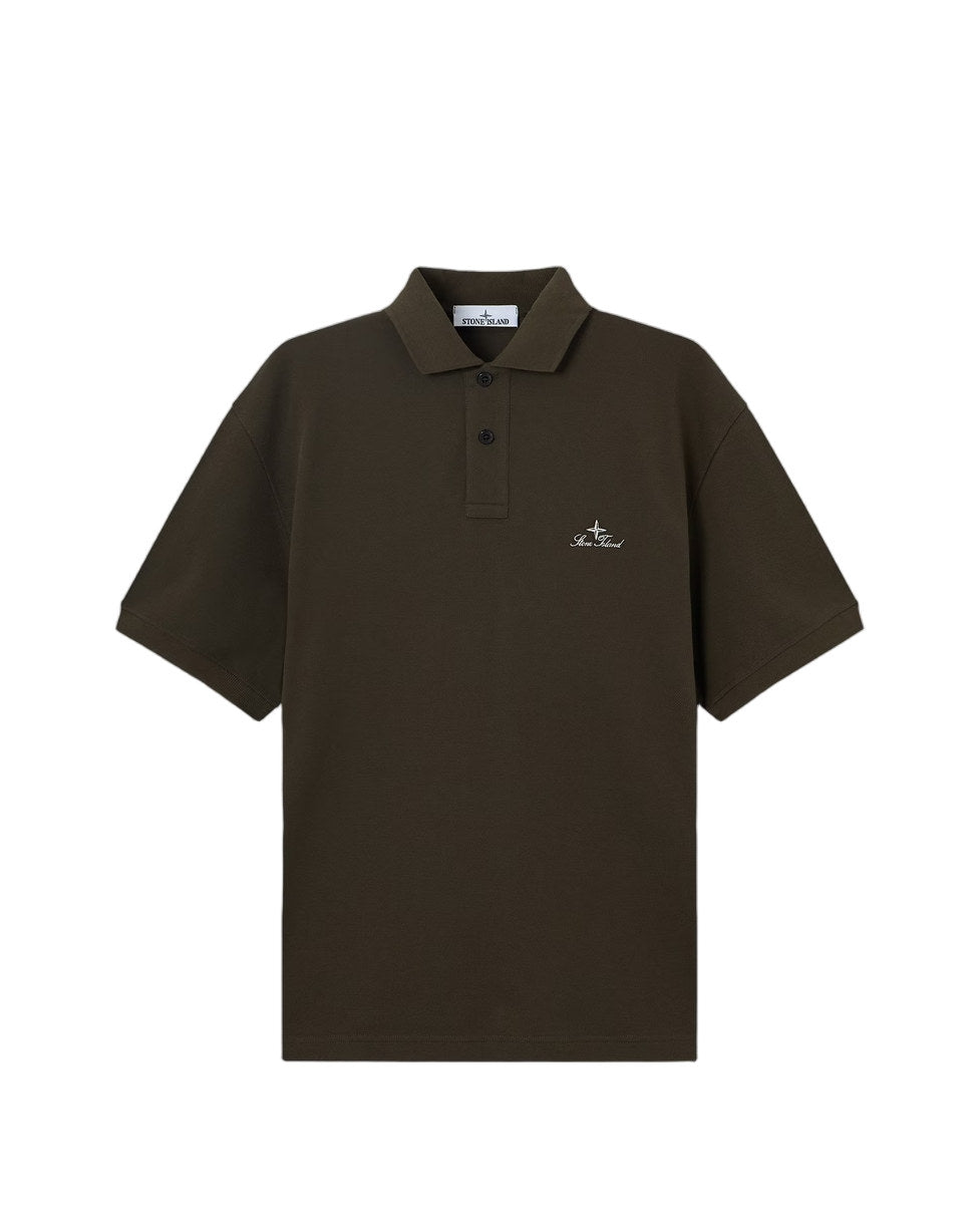 Stone Island 2200002 50/2 ORGANIC COTTON PIQUE Polo Military Green