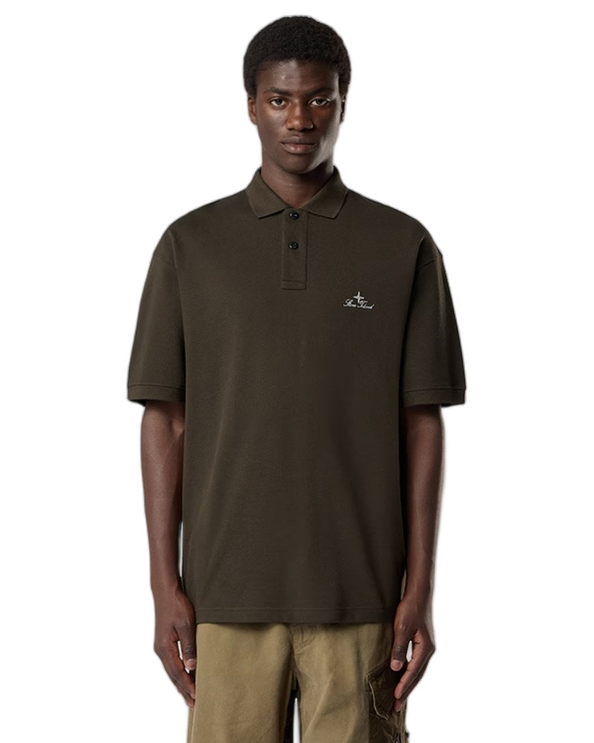 Stone Island 2200002 50/2 ORGANIC COTTON PIQUE Polo Military Green