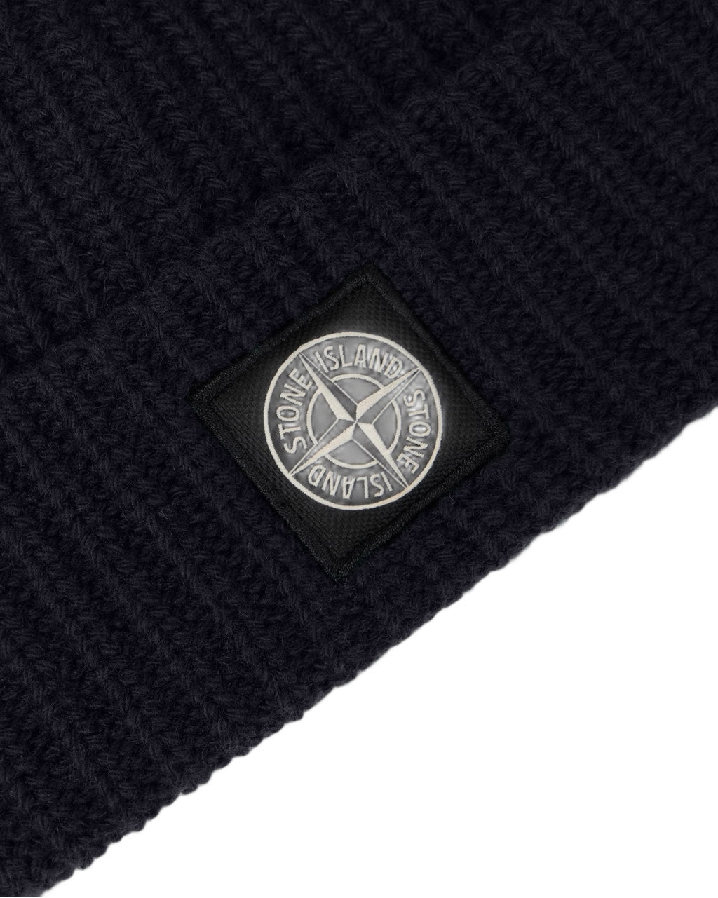 Stone Island N100012 LIGHT RWS GEELONG WOOL Compass Patch Beanie Navy Blue