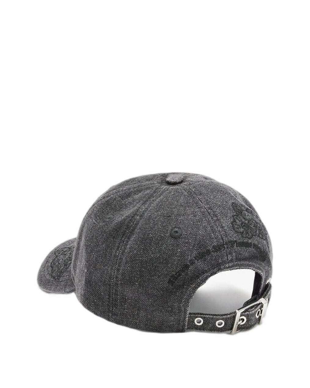 Ganni Washed Embroidery Denim Cap Black