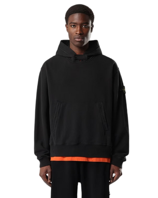 Stone Island 6100023 BRUSHED ORGANIC COTTON FLEECE Hoodie Black