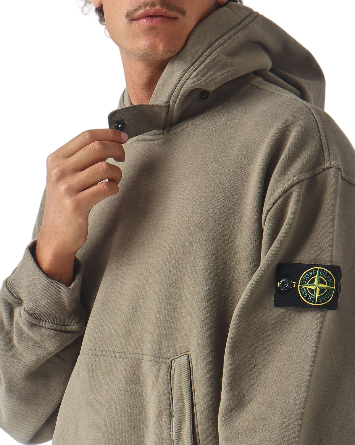 Stone Island 6100023 BRUSHED ORGANIC COTTON FLEECE Hoodie Military Green