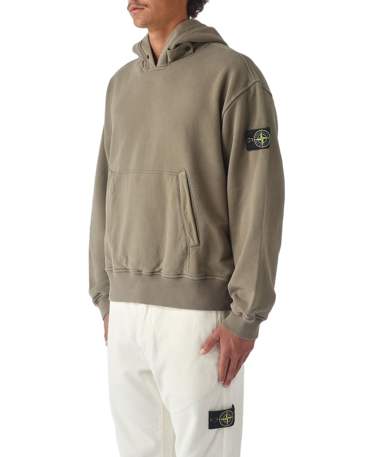 Stone Island 6100023 BRUSHED ORGANIC COTTON FLEECE Hoodie Military Green