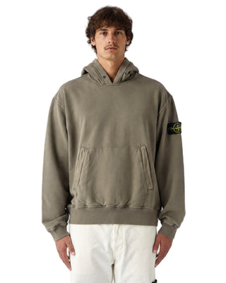 Stone Island 6100023 BRUSHED ORGANIC COTTON FLEECE Hoodie Military Green