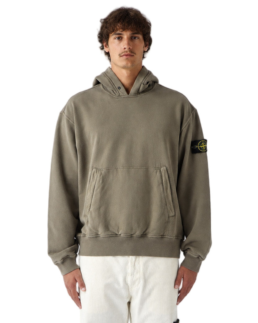 Stone Island 6100023 BRUSHED ORGANIC COTTON FLEECE Hoodie Military Green