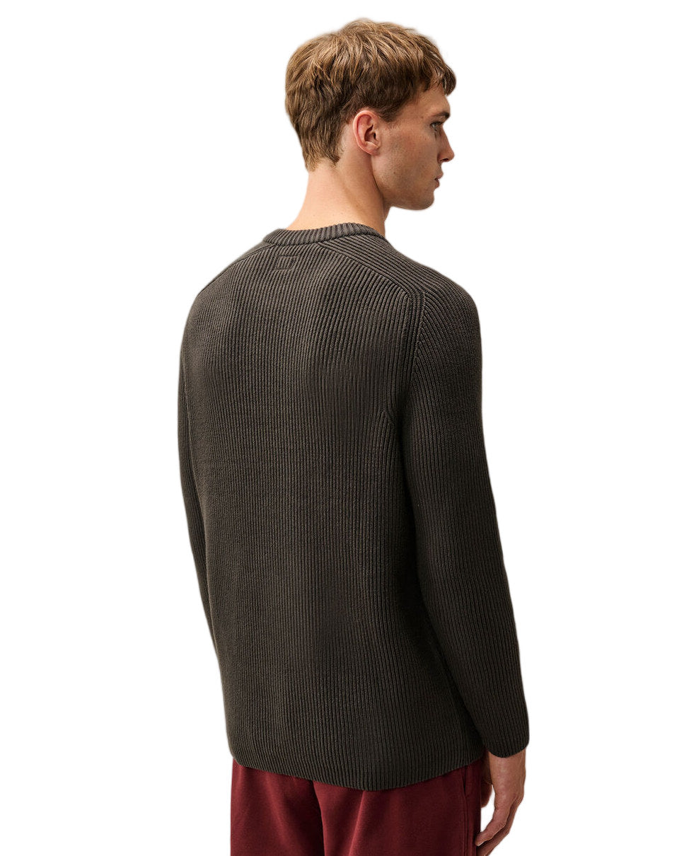 C.P. Company Full Rib Cotton Lens Crewneck Sweater Dark Grey 21CMKN101A006608A