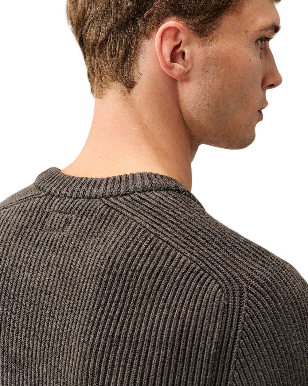 C.P. Company Full Rib Cotton Lens Crewneck Sweater Dark Grey 21CMKN101A006608A