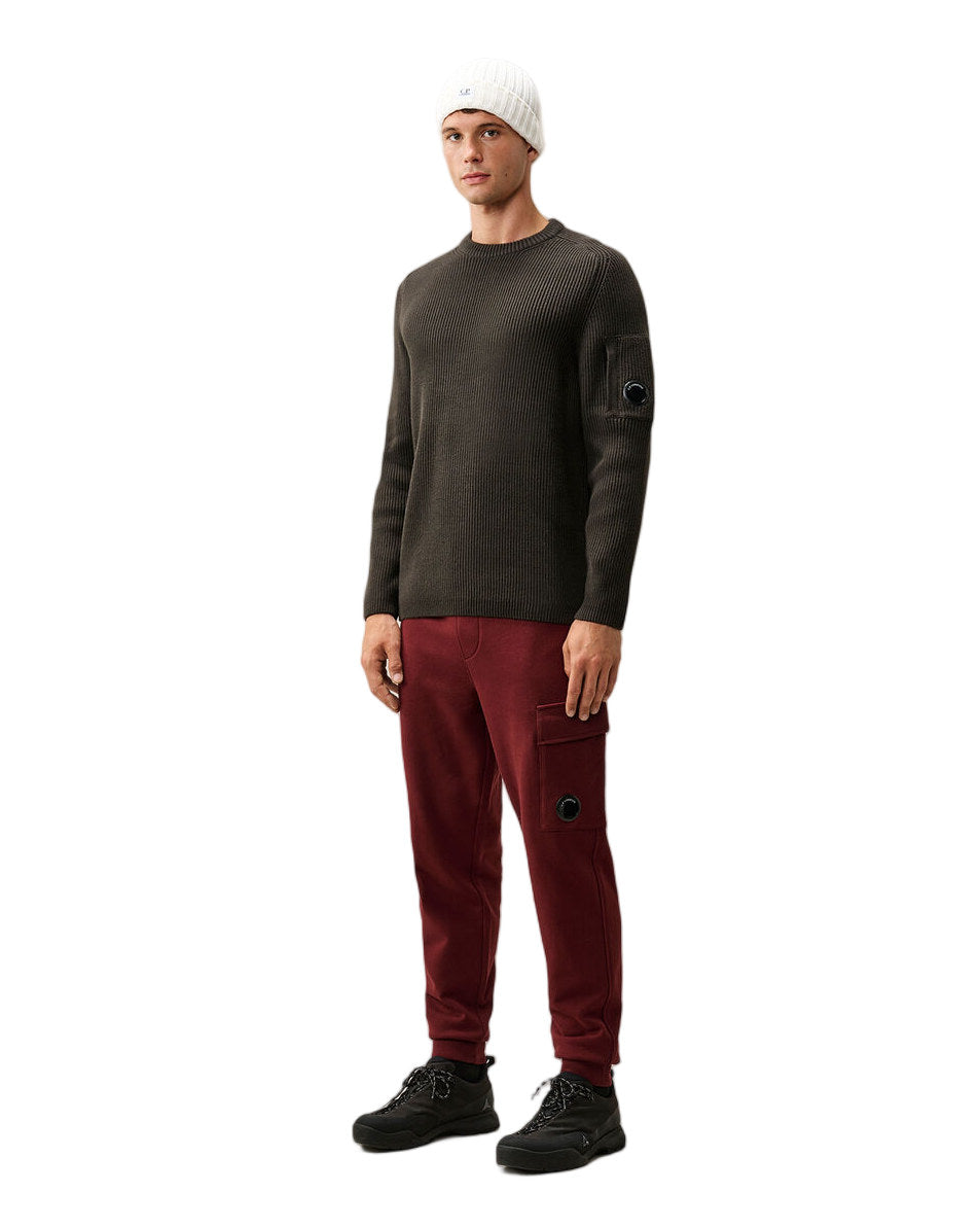 C.P. Company Full Rib Cotton Lens Crewneck Sweater Dark Grey 21CMKN101A006608A