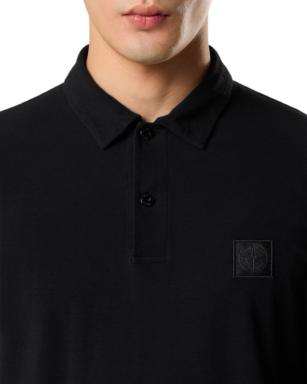 Stone Island 2200005 ORGANIC COTTON JERSEY CREPE_S.I. GHOST Polo Shirt Black