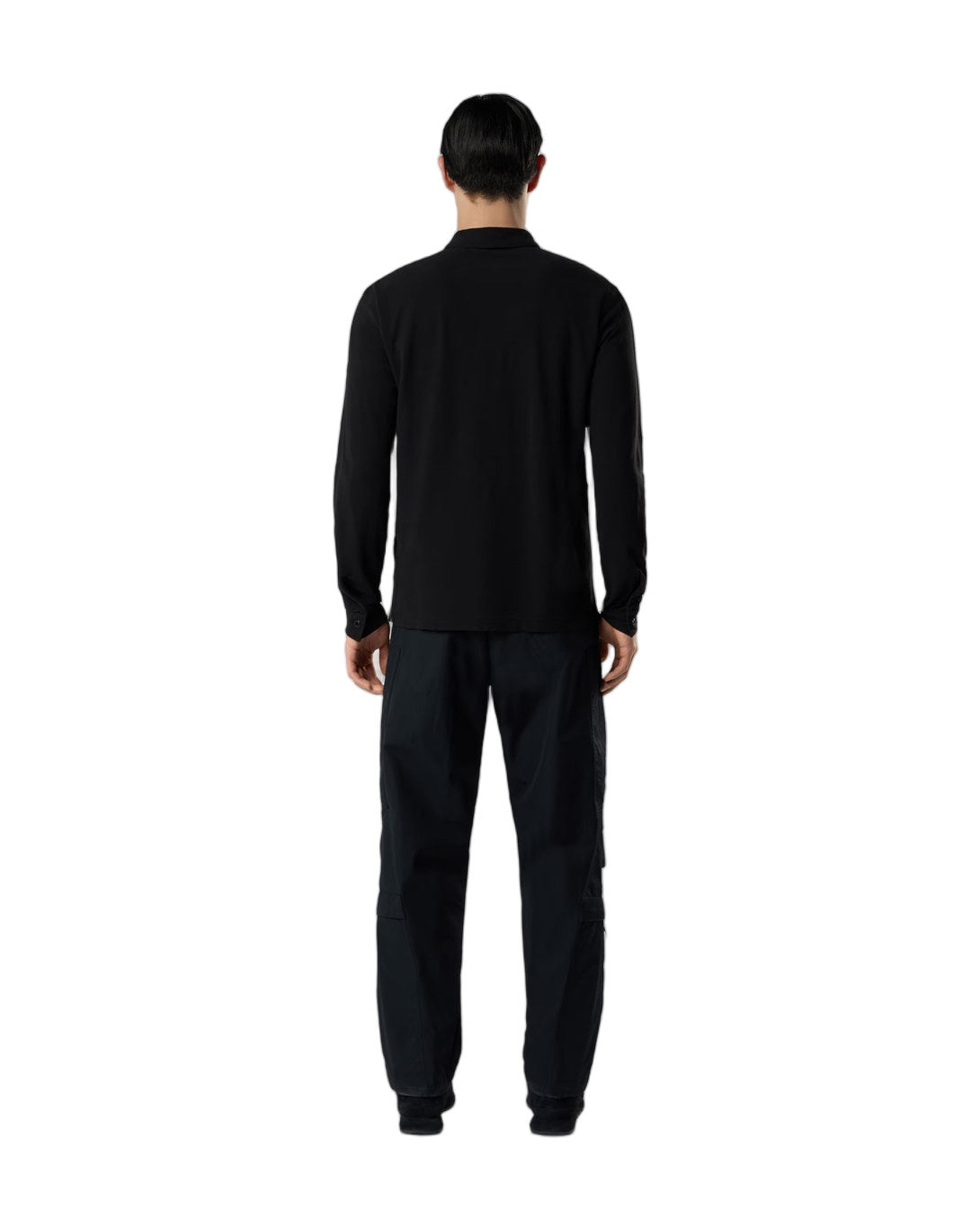 Stone Island 2200005 ORGANIC COTTON JERSEY CREPE_S.I. GHOST Polo Shirt Black