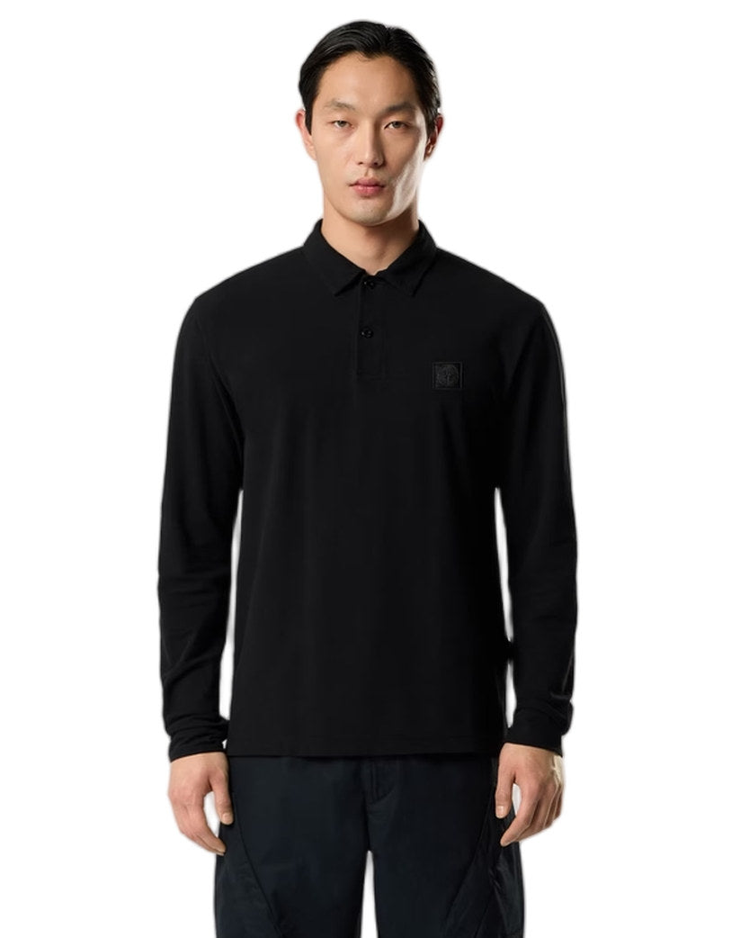 Stone Island 2200005 ORGANIC COTTON JERSEY CREPE_S.I. GHOST Polo Shirt Black