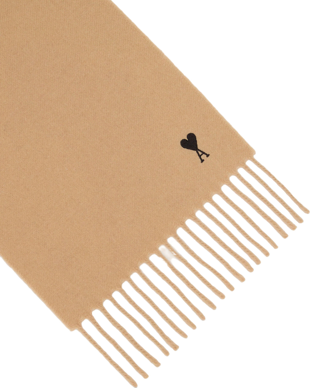 Ami Paris Wool Scarf with Ami de Coeur Mastic Beige
