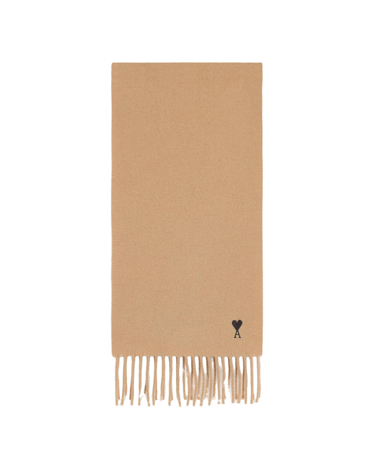 Ami Paris Wool Scarf with Ami de Coeur Mastic Beige