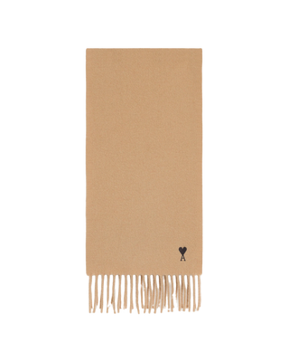 Ami Paris Wool Scarf with Ami de Coeur Mastic Beige