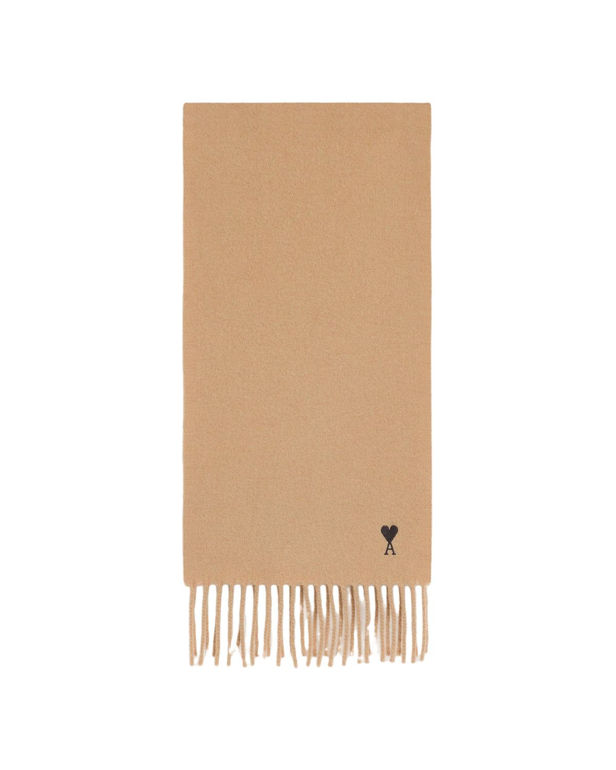Ami Paris Wool Scarf with Ami de Coeur Mastic Beige