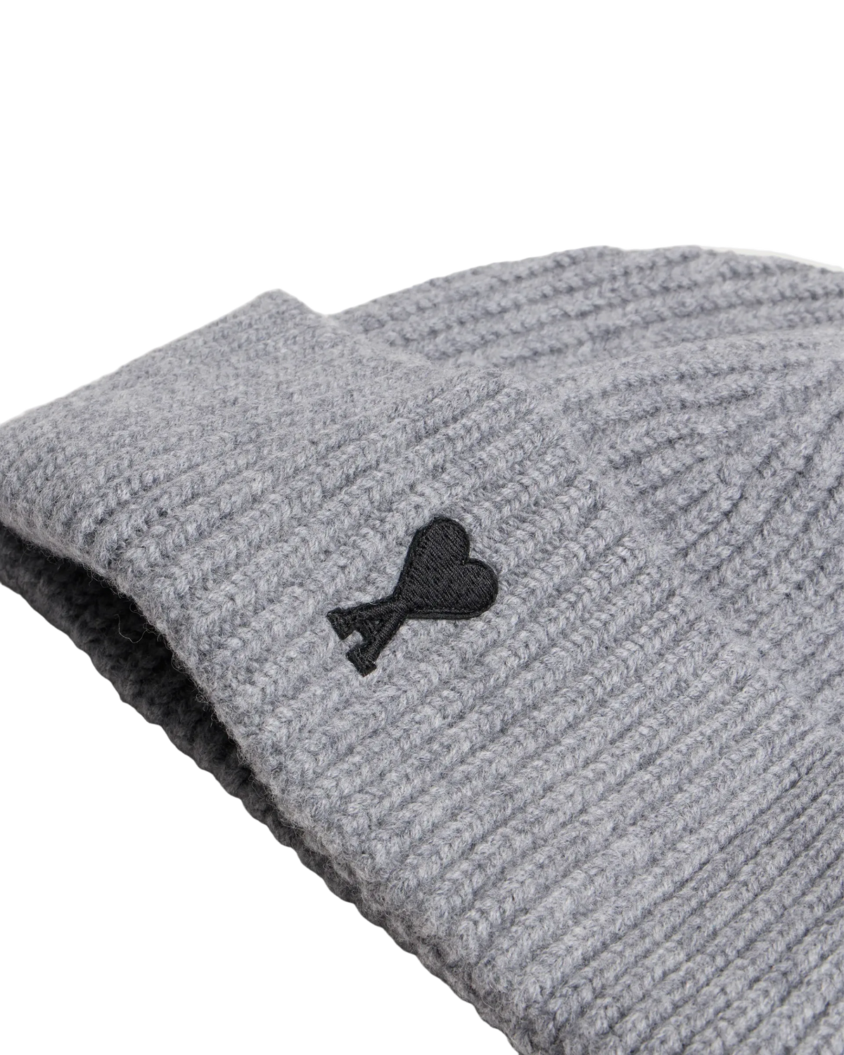 Ami Paris Wool Beanie with Ami de Coeur Ash Grey/Black