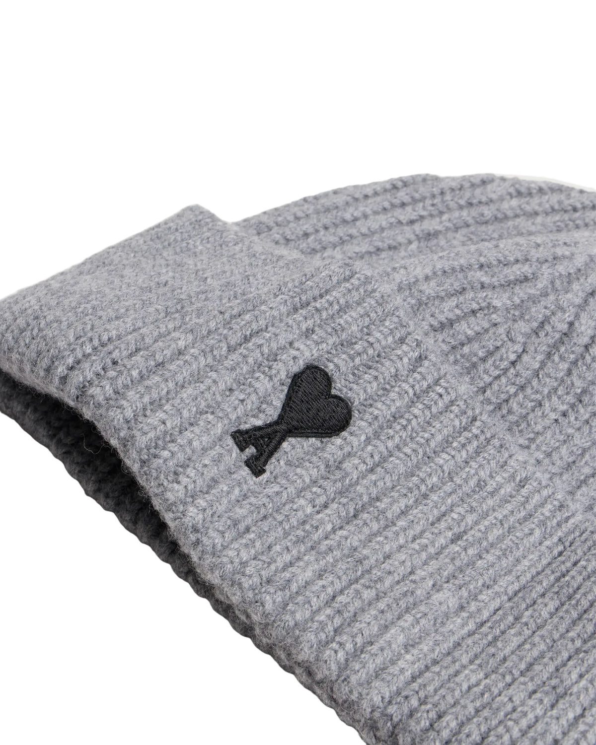 Ami Paris Wool Beanie with Ami de Coeur Ash Grey/Black
