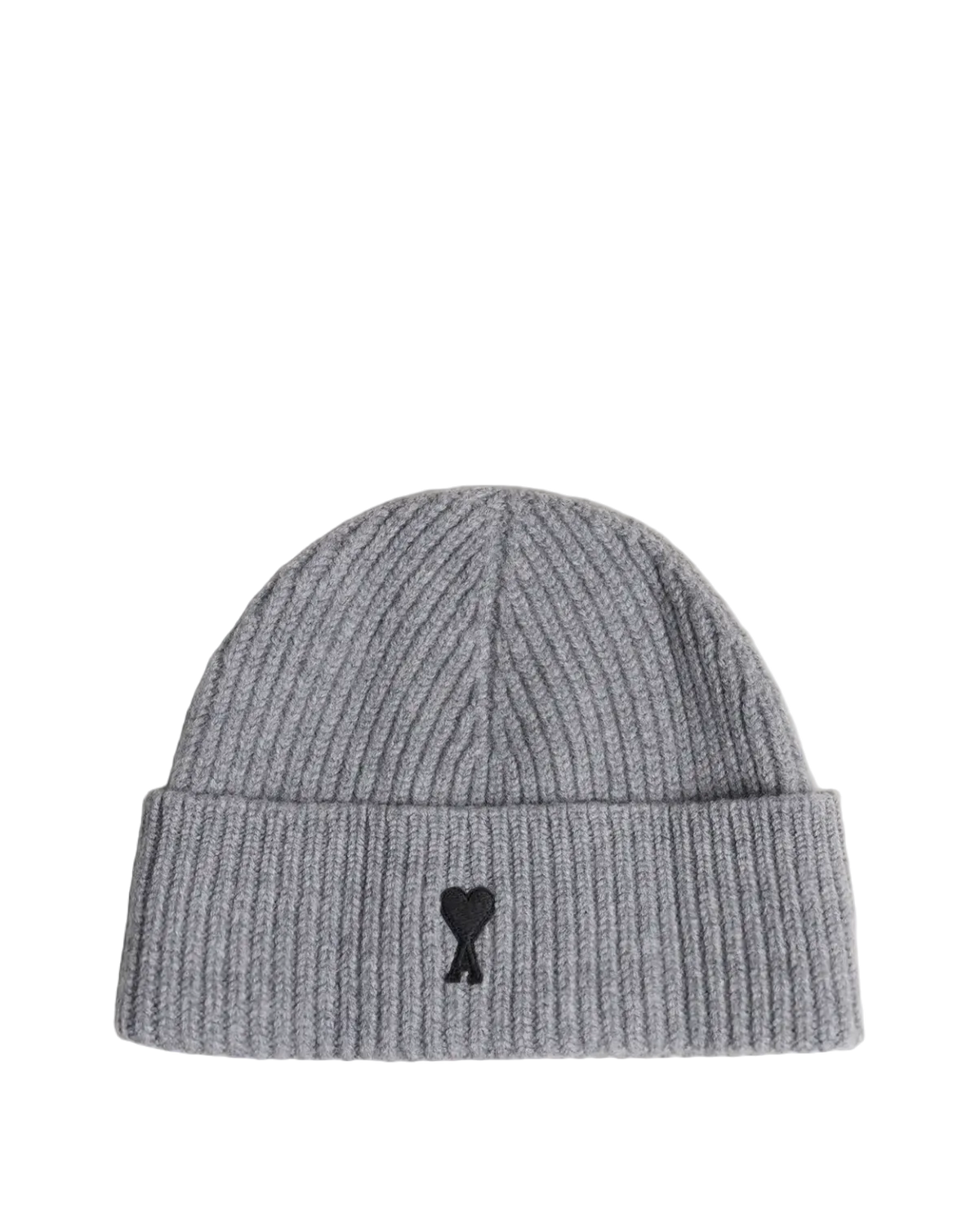 Ami Paris Wool Beanie with Ami de Coeur Ash Grey/Black