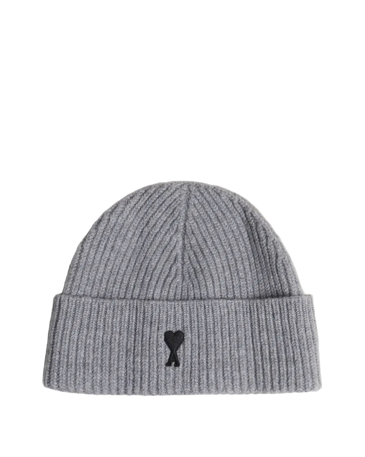 Ami Paris Wool Beanie with Ami de Coeur Ash Grey/Black