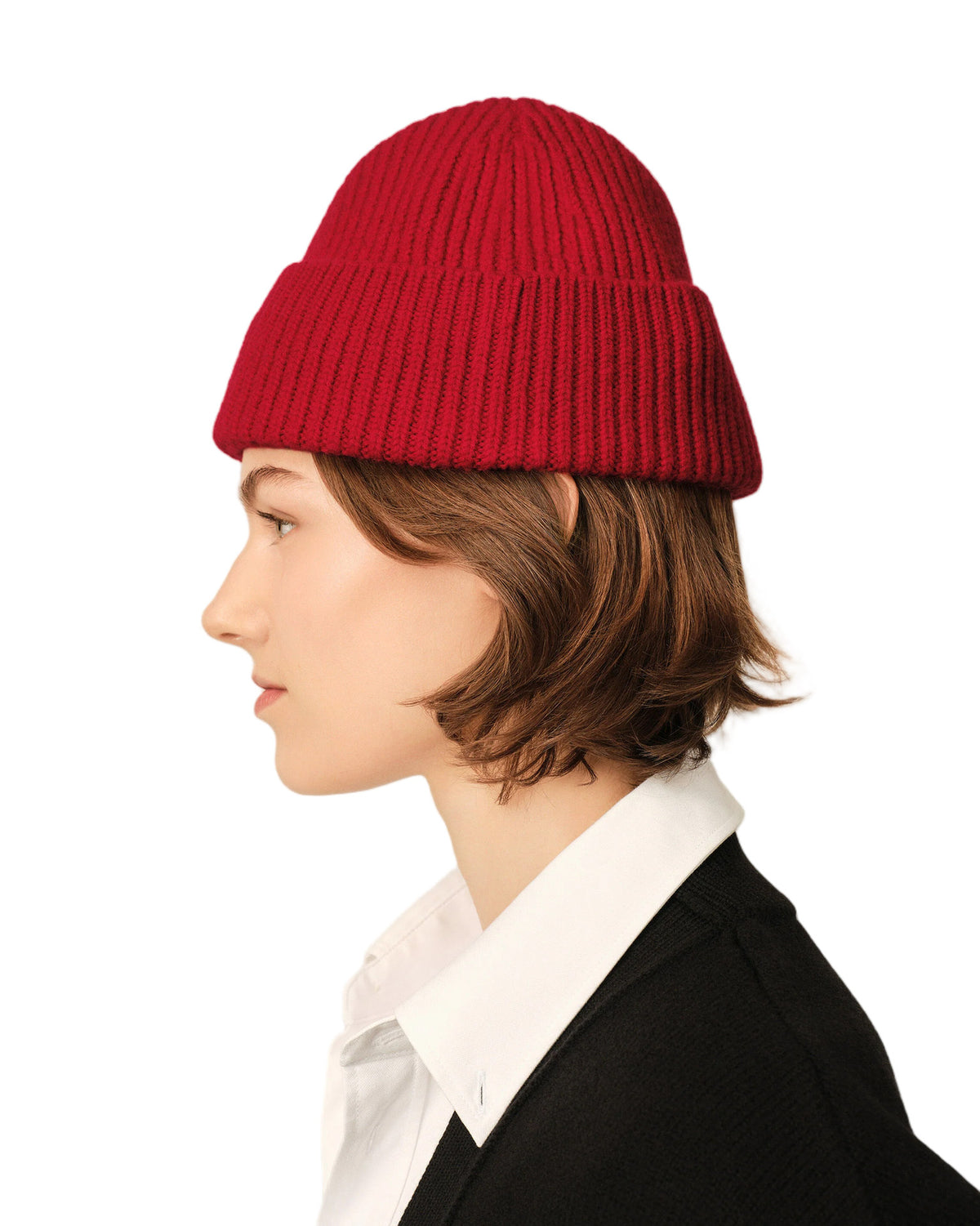 Ami Paris Wool Beanie with Ami de Coeur Ruby Red/Black