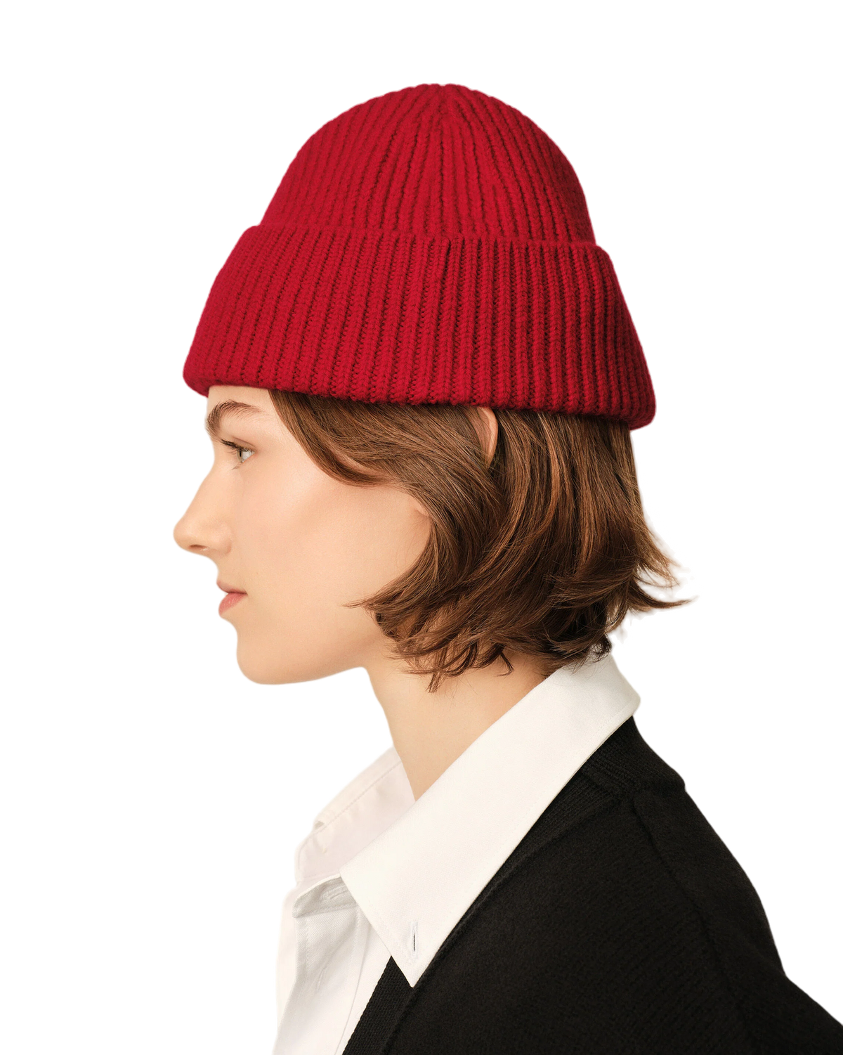 Ami Paris Wool Beanie with Ami de Coeur Ruby Red/Black