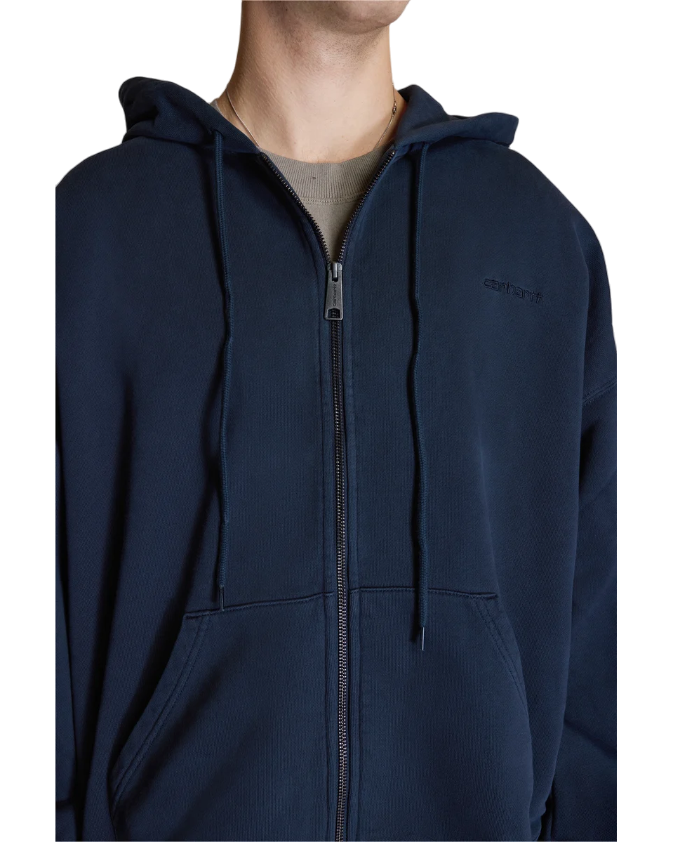 Carhartt WIP Hooded Benton Sweat Jacket Navy Blue