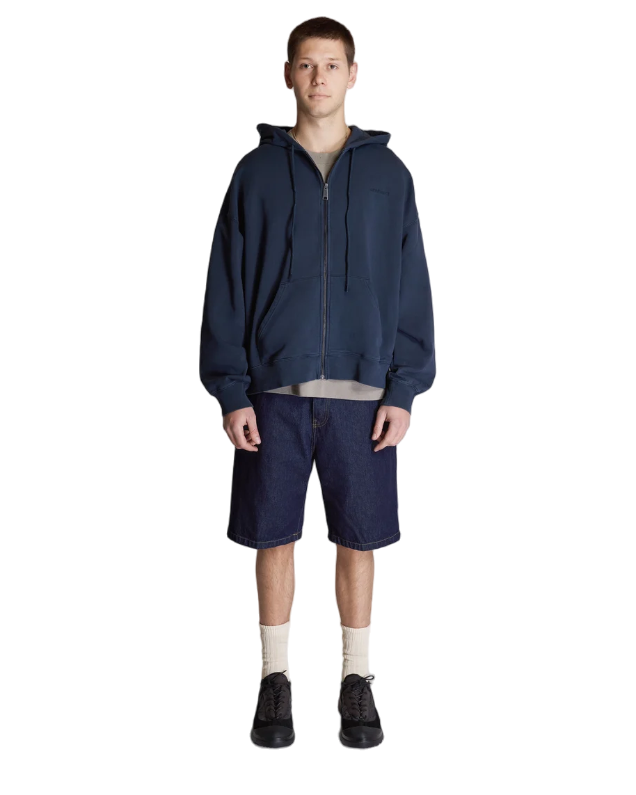 Carhartt WIP Hooded Benton Sweat Jacket Navy Blue