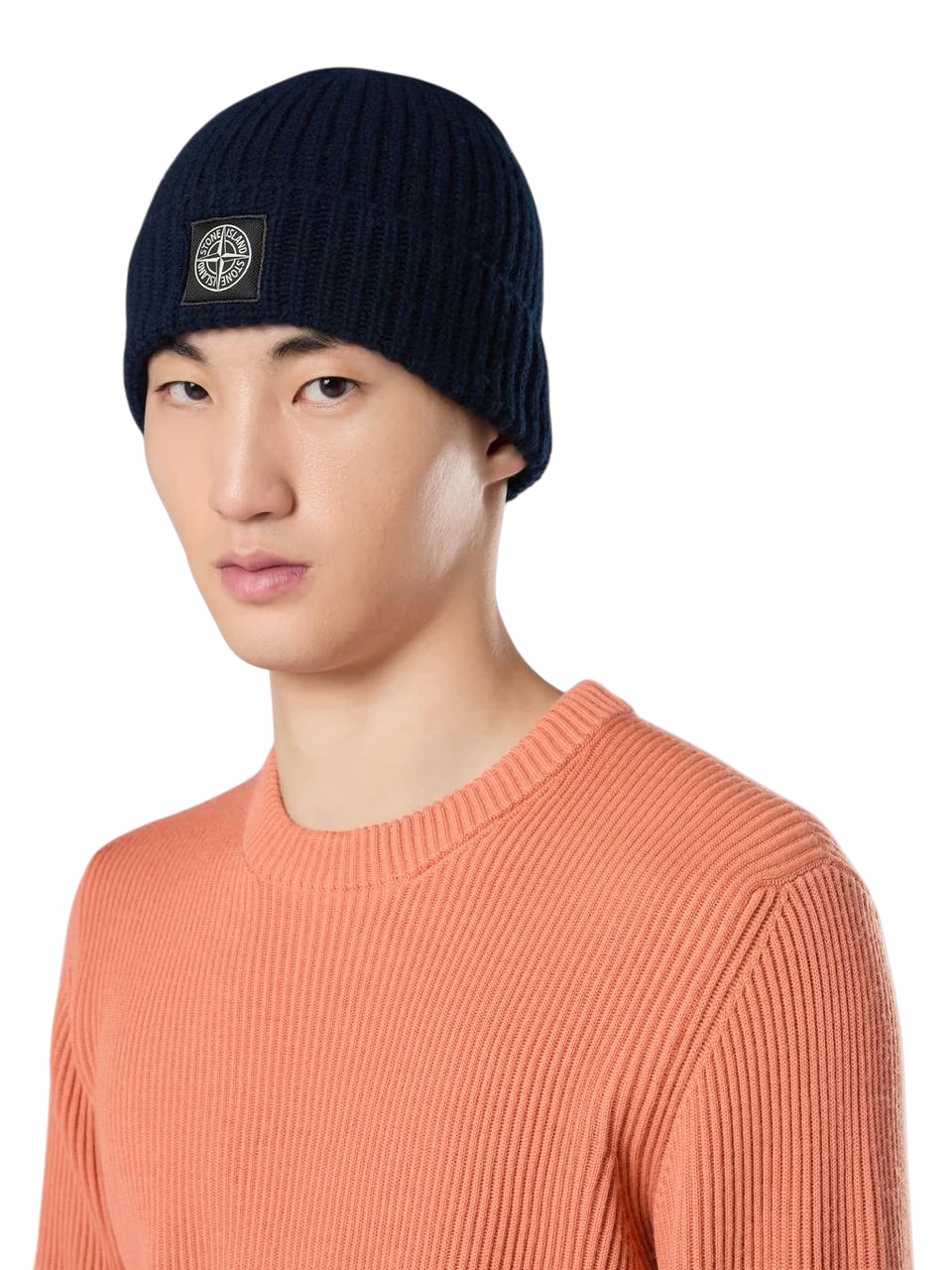 Stone Island N10B5 RWS GEELONG WOOL Beanie with Logo Patch Navy Blue