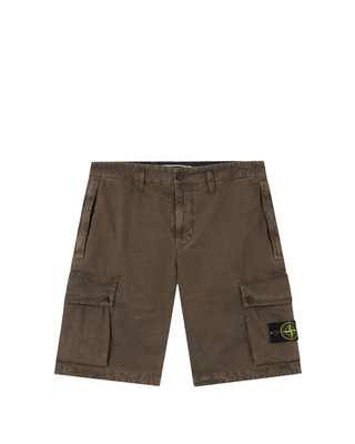 Stone Island L100011 Organic Cotton Canvas 'OLD' Effect Bermuda Shorts Green