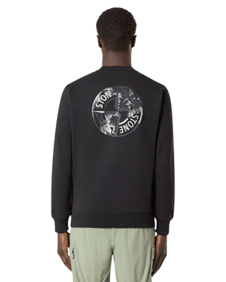 Stone Island 6100665 Cotton Fleece 'Institutional Five' Print Sweatshirt Black