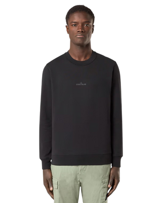 Stone Island 6100665 Cotton Fleece 'Institutional Five' Print Sweatshirt Black