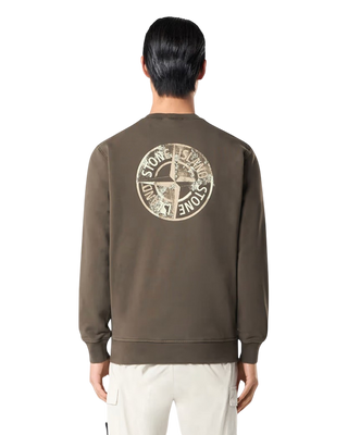 Stone Island 6100665 Cotton Fleece 'Institutional Five' Print Sweatshirt Military Green